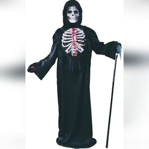 Boys Bleeding Skeleton Costume with Hooded Robe - Size 10-12 NWT